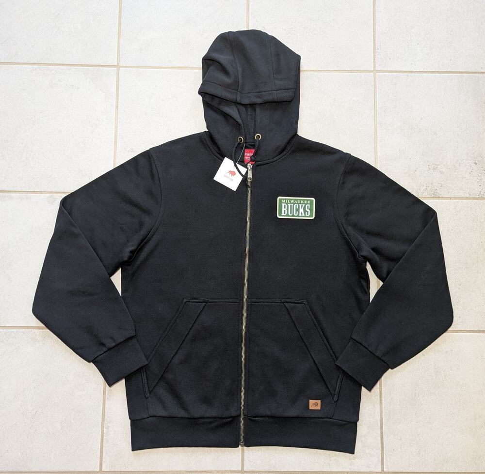 Milwaukee Bucks Men's Small Sportiqe Full Zip Hoodie Sweater Black Long Sleeve